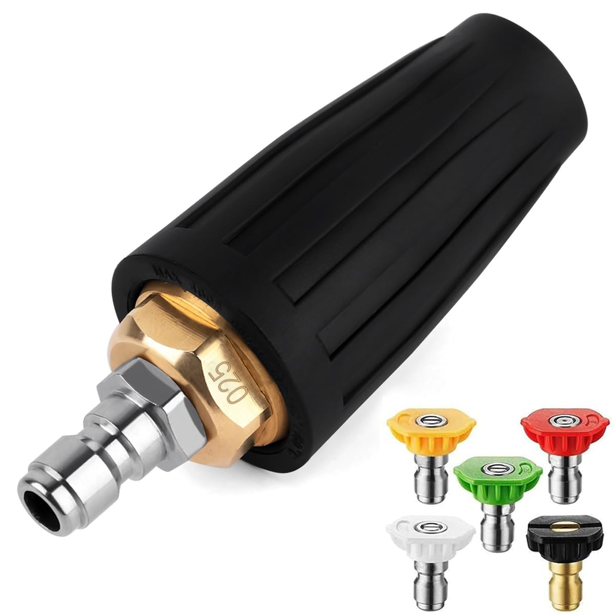 Serplex Pressure Washer Tips Turbo Nozzle with 5 Spray Nozzles High Pressure 4000PSI 360° Rotating Spray Pressure Washer Nozzle Universal 1/4 inch Nozzles Quick Connection for Pressure Washer Serplex Pressure Washer Tips Turbo Nozzle with 5 Spray Nozzles High Pressure 4000PSI 360° Rotating Spray Pressure Washer Nozzle Universal 1/4 inch Nozzles Quick Connection for Pressure Washer